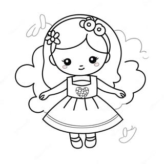 Cute Flower Girl In Elegant Dress Coloring Page 16030-12934