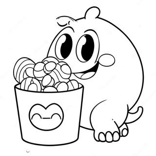 Cute Om Nom Eating Candy Coloring Page 16080-12981