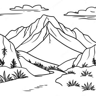 Realistic Mountain Landscape Coloring Page 16119-12997