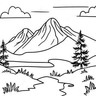 Realistic Mountain Landscape Coloring Page 16119-12998