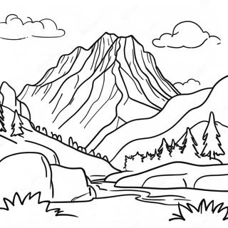 Realistic Mountain Landscape Coloring Page 16119-13000