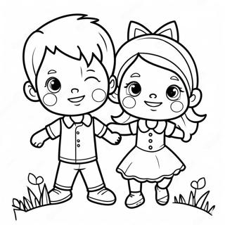 Playful Boy And Girl Friends Coloring Page 16180-13053