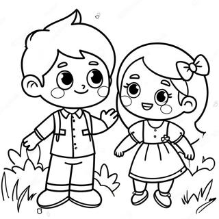 Playful Boy And Girl Friends Coloring Page 16180-13054