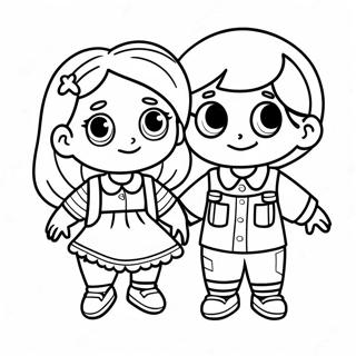 Playful Boy And Girl Friends Coloring Page 16180-13055