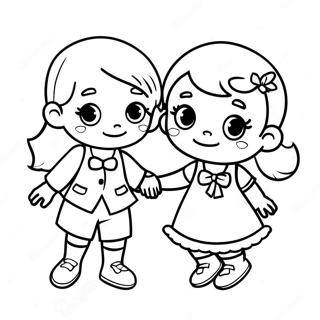 Playful Boy And Girl Friends Coloring Page 16180-13056