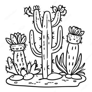 Colorful Arizona Cacti Coloring Page 16210-13077