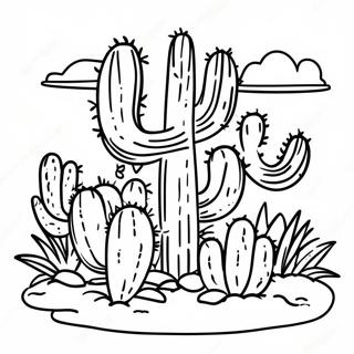 Colorful Arizona Cacti Coloring Page 16210-13079