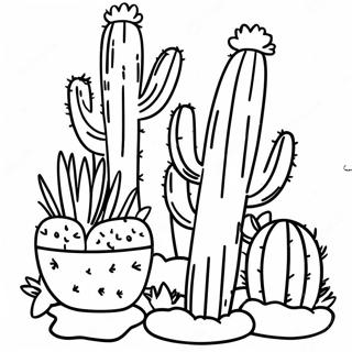 Colorful Arizona Cacti Coloring Page 16210-13080