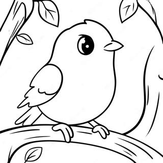 Cute Robin Sitting On A Branch Coloring Page 16240-13101