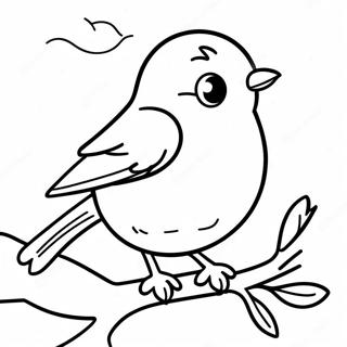 Cute Robin Sitting On A Branch Coloring Page 16240-13102