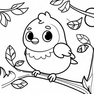 Cute Robin Sitting On A Branch Coloring Page 16240-13104