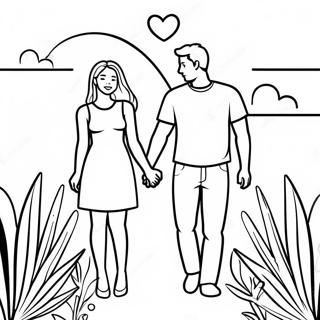 Cute Couple Holding Hands Coloring Page 16279-13132