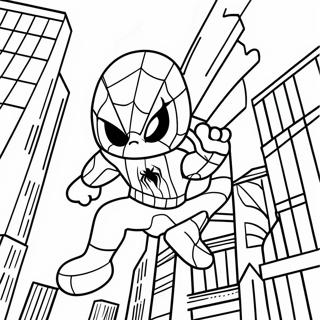 Baby Spiderman Swinging Through The City Coloring Page 16299-13146