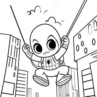 Baby Spiderman Swinging Through The City Coloring Page 16299-13147