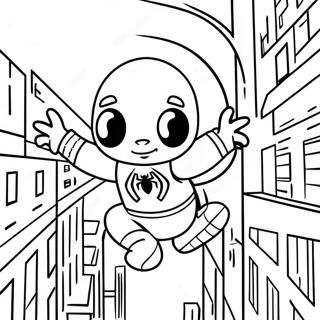 Baby Spiderman Swinging Through The City Coloring Page 16299-13148