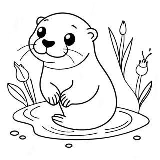 Cute Otter Swimming Coloring Page 1631-1341