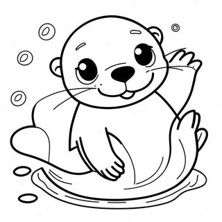 Cute Otter Swimming Coloring Page 1631-1342