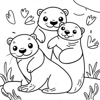 Playful Otter Family Coloring Page 1632-1347