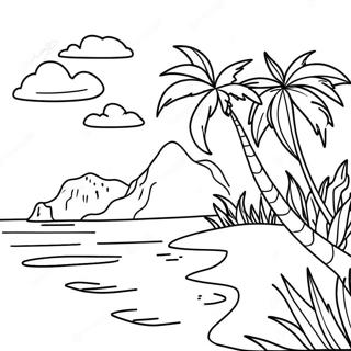 Tropical Island Paradise Coloring Page 16330-13169