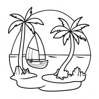 Tropical Island Paradise Coloring Page 16330-13170