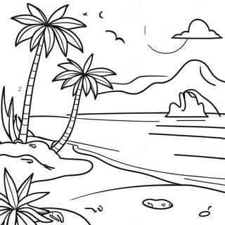 Tropical Island Paradise Coloring Page 16330-13171