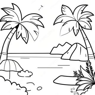 Tropical Island Paradise Coloring Page 16330-13172