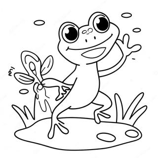 Cute Frog Jumping Coloring Page 16390-13213