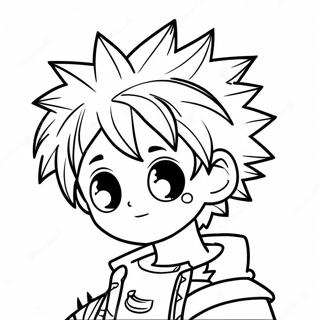 Cool Full Body Anime Boy With Spiky Hair Coloring Page 16410-13230