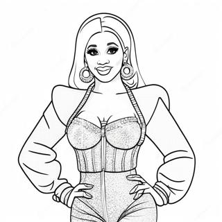 Cardi B In Sparkling Outfit Coloring Page 16420-13237