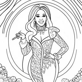 Cardi B In Sparkling Outfit Coloring Page 16420-13238