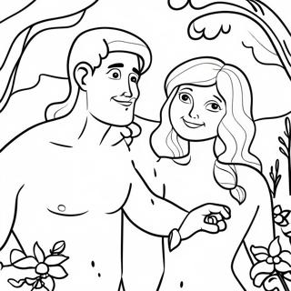 Beautiful Adam And Eve Coloring Page 1642-1353