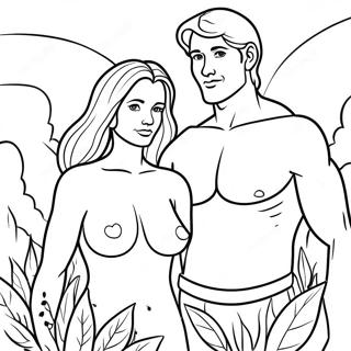 Beautiful Adam And Eve Coloring Page 1642-1354