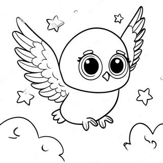 Hedwig Flying Through The Night Sky Coloring Page 16430-13245