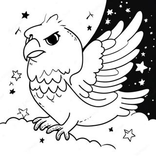 Hedwig Flying Through The Night Sky Coloring Page 16430-13247