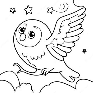 Hedwig Flying Through The Night Sky Coloring Page 16430-13248