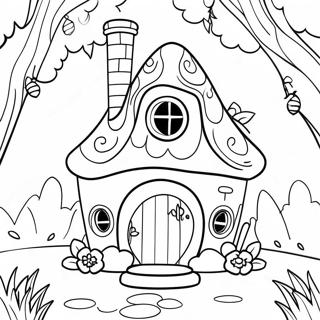 Whimsical Fairy House In The Enchanted Forest Coloring Page 16460-13274