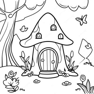 Whimsical Fairy House In The Enchanted Forest Coloring Page 16460-13276