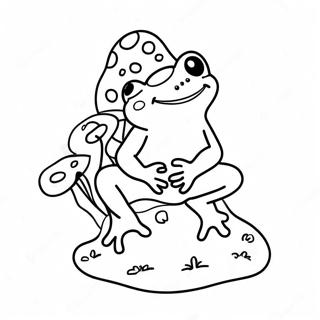 Cute Frog Sitting On A Colorful Mushroom Coloring Page 16480-13289