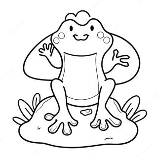 Cute Frog Sitting On A Colorful Mushroom Coloring Page 16480-13290