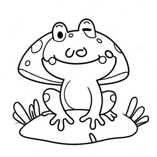 Cute Frog Sitting On A Colorful Mushroom Coloring Page 16480-13291