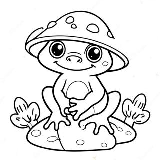 Cute Frog Sitting On A Colorful Mushroom Coloring Page 16480-13292