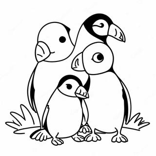 Cute Puffin Family Coloring Page 16570-13361