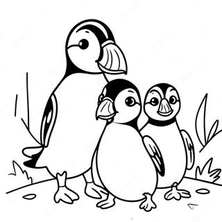 Cute Puffin Family Coloring Page 16570-13362