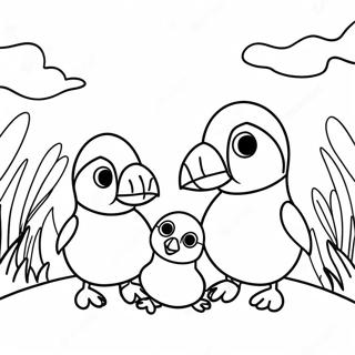 Cute Puffin Family Coloring Page 16570-13363