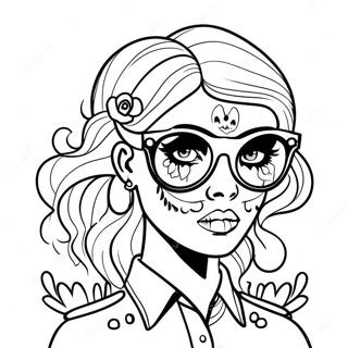 Cool Gangsta Sugar Skull Girl With Sunglasses Coloring Page 16610-13390