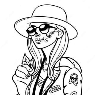 Cool Gangsta Sugar Skull Girl With Sunglasses Coloring Page 16610-13391