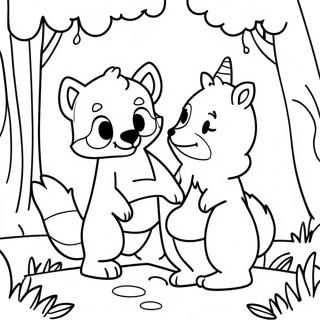 Cute Forest Animals Playing Coloring Page 16640-13417