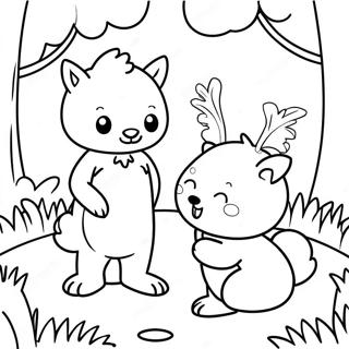 Cute Forest Animals Playing Coloring Page 16640-13418