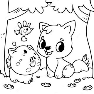 Cute Forest Animals Playing Coloring Page 16640-13419