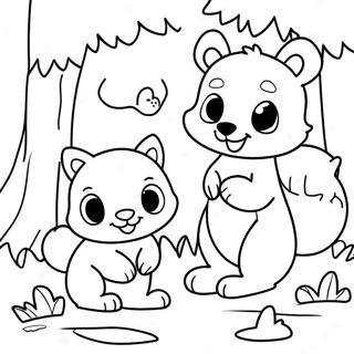 Cute Forest Animals Playing Coloring Page 16640-13420